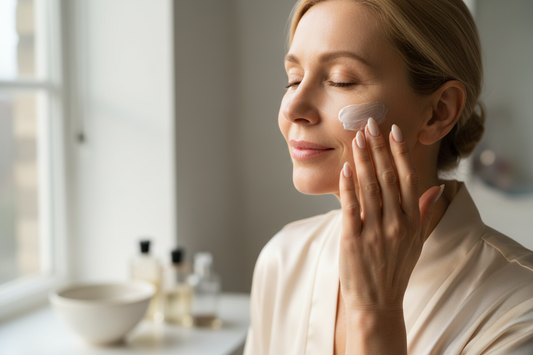 Woman applying luxury anti-aging cream